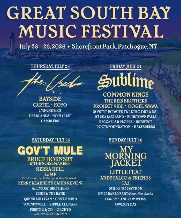 We are beyond honored and excited to be performing at this year&rsquo;s Great South Bay Music Festival in Patchogue, NY! This lineup features some of our all-time favorite musicians and we can&rsquo;t wait to be a part of it! Ticket link in our bio. 