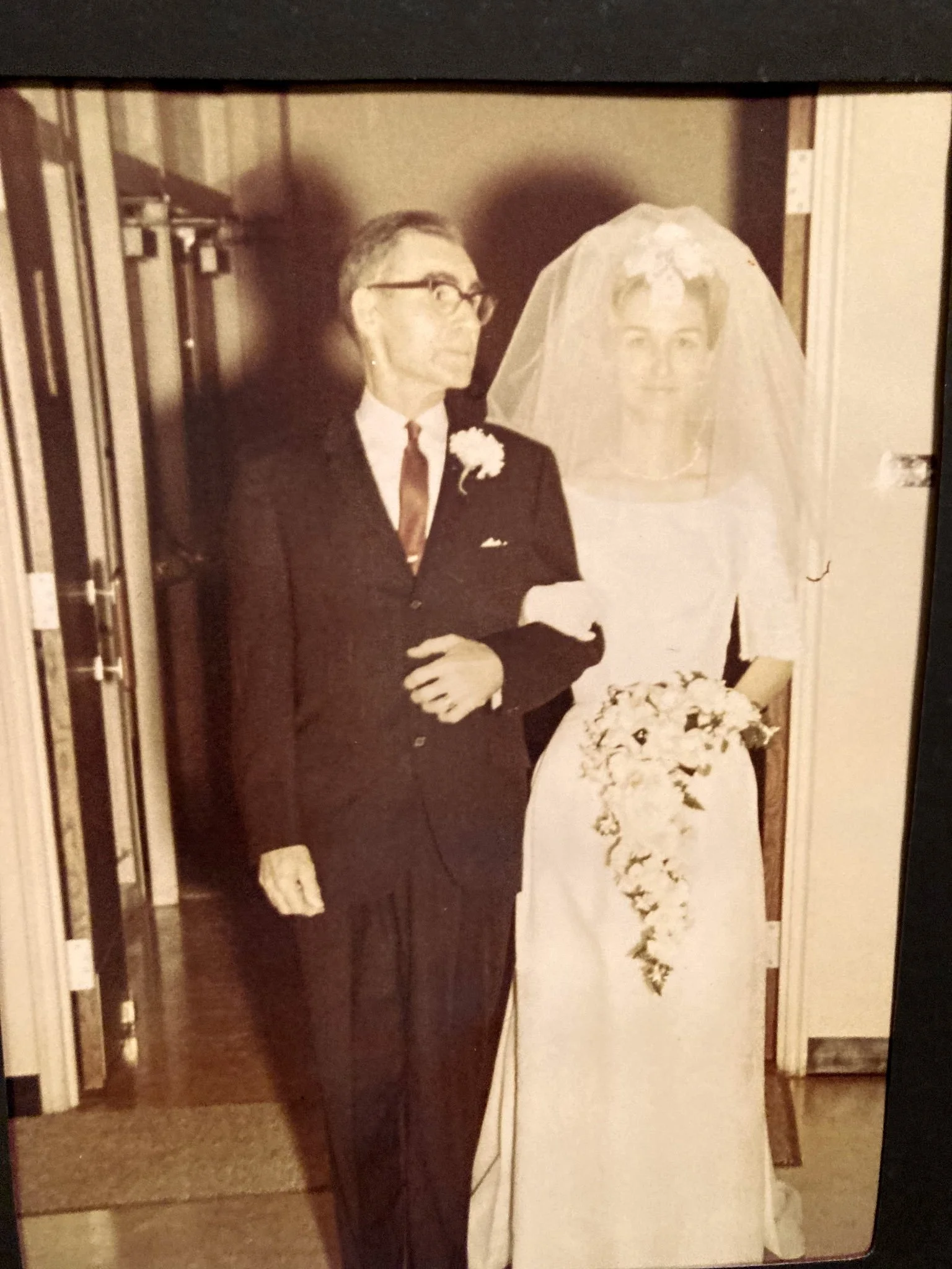 Before — faded wedding photograph