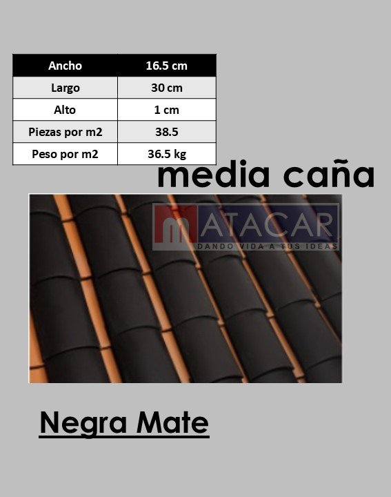 Media caña negro mate