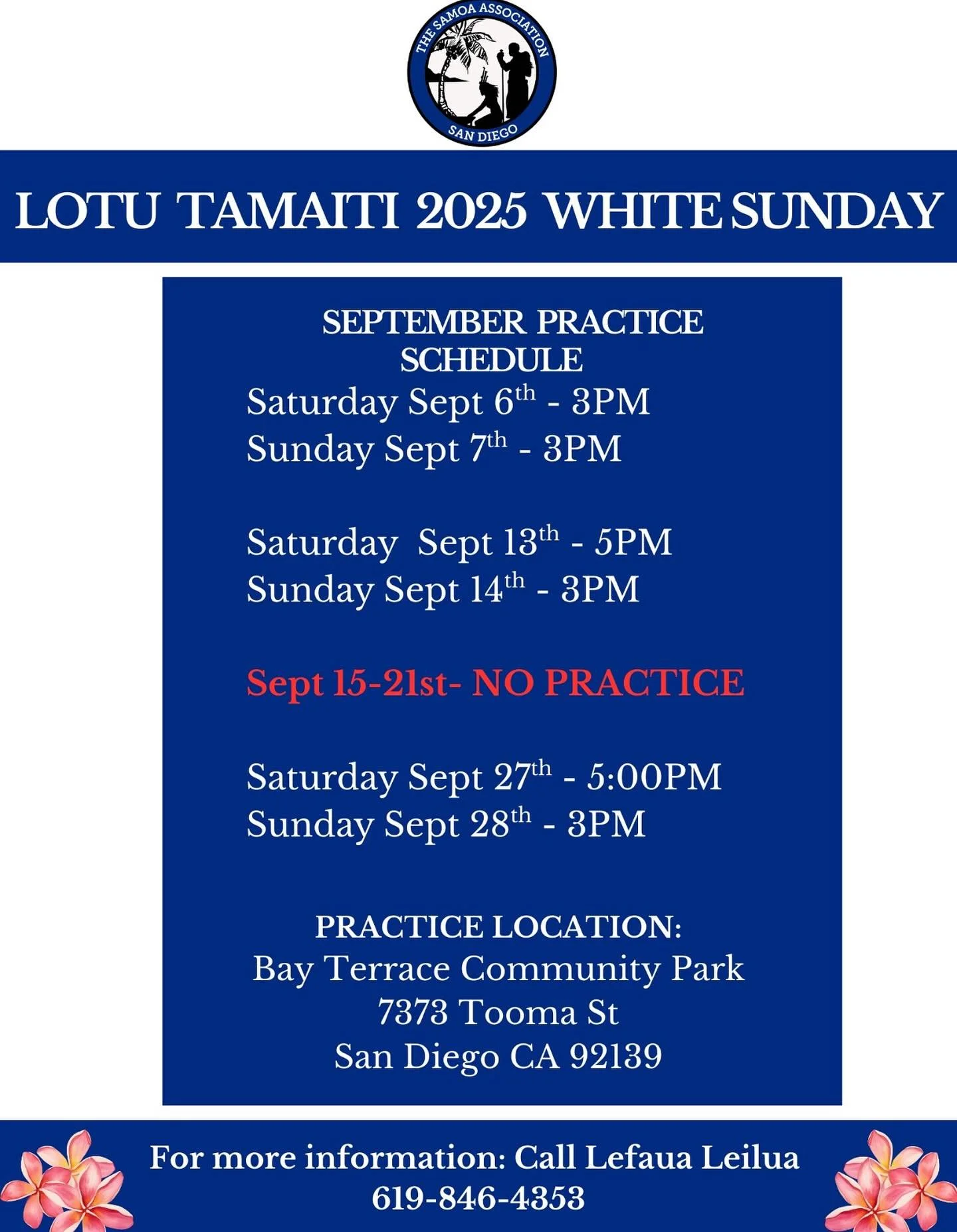 Updated practice times for September📌
Thank you all for the participation we look forward to our next practice this Saturday!