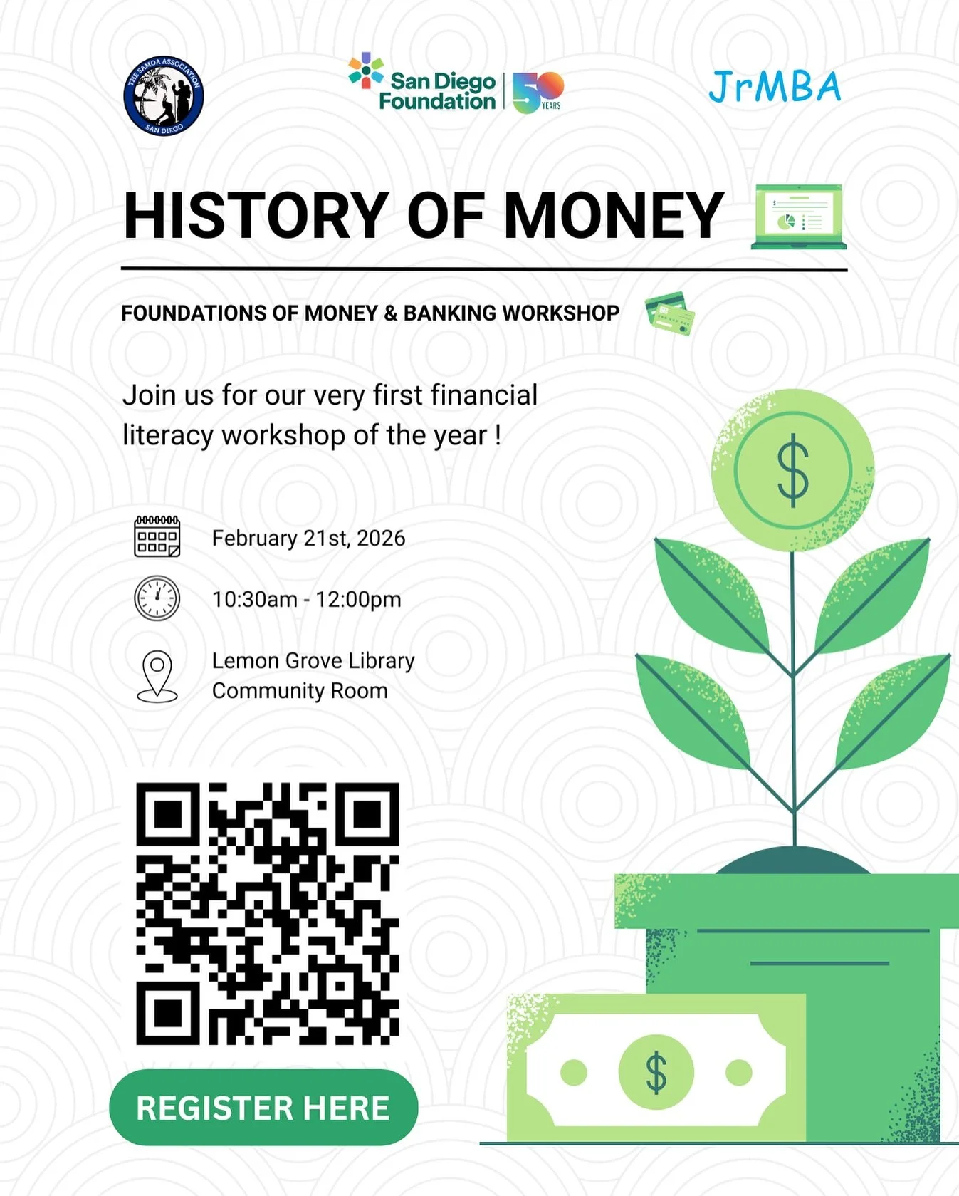 We&rsquo;re proud to introduce our very first Financial Literacy Workshop &mdash; the first of many to come!

In partnership with Osiris &ldquo;O.C.&rdquo; Garcia and with the San Diego Foundation, we&rsquo;re launching a workshop series centered on 