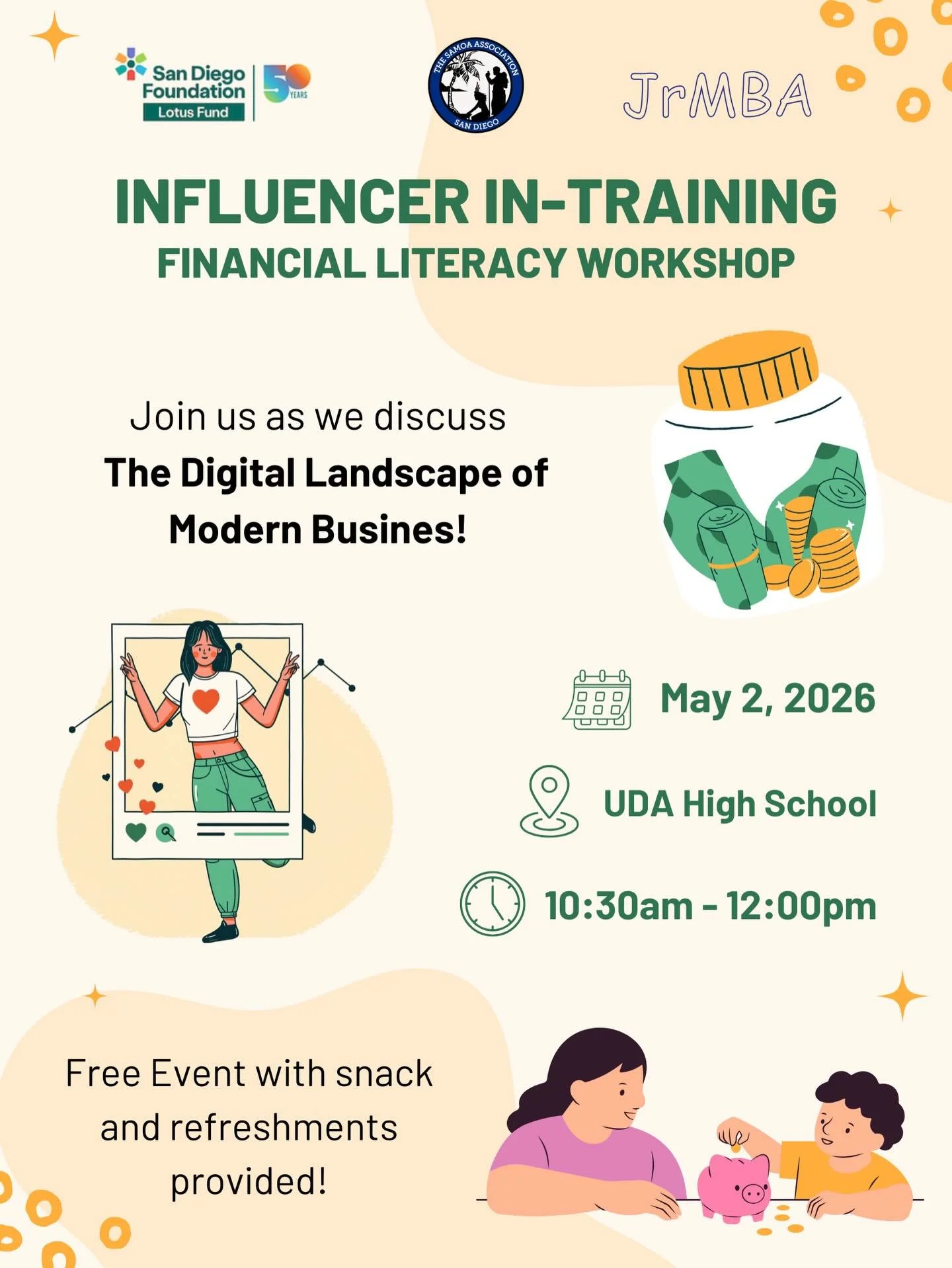 Join us for our financial literacy workshop happening this Saturday! We will be discussing on the digital landscape of modern business with Osiris 💸✨

It will be from 10:30am to 12:00pm at UDA High-school!! 

Can&rsquo;t wait to discuss more financi