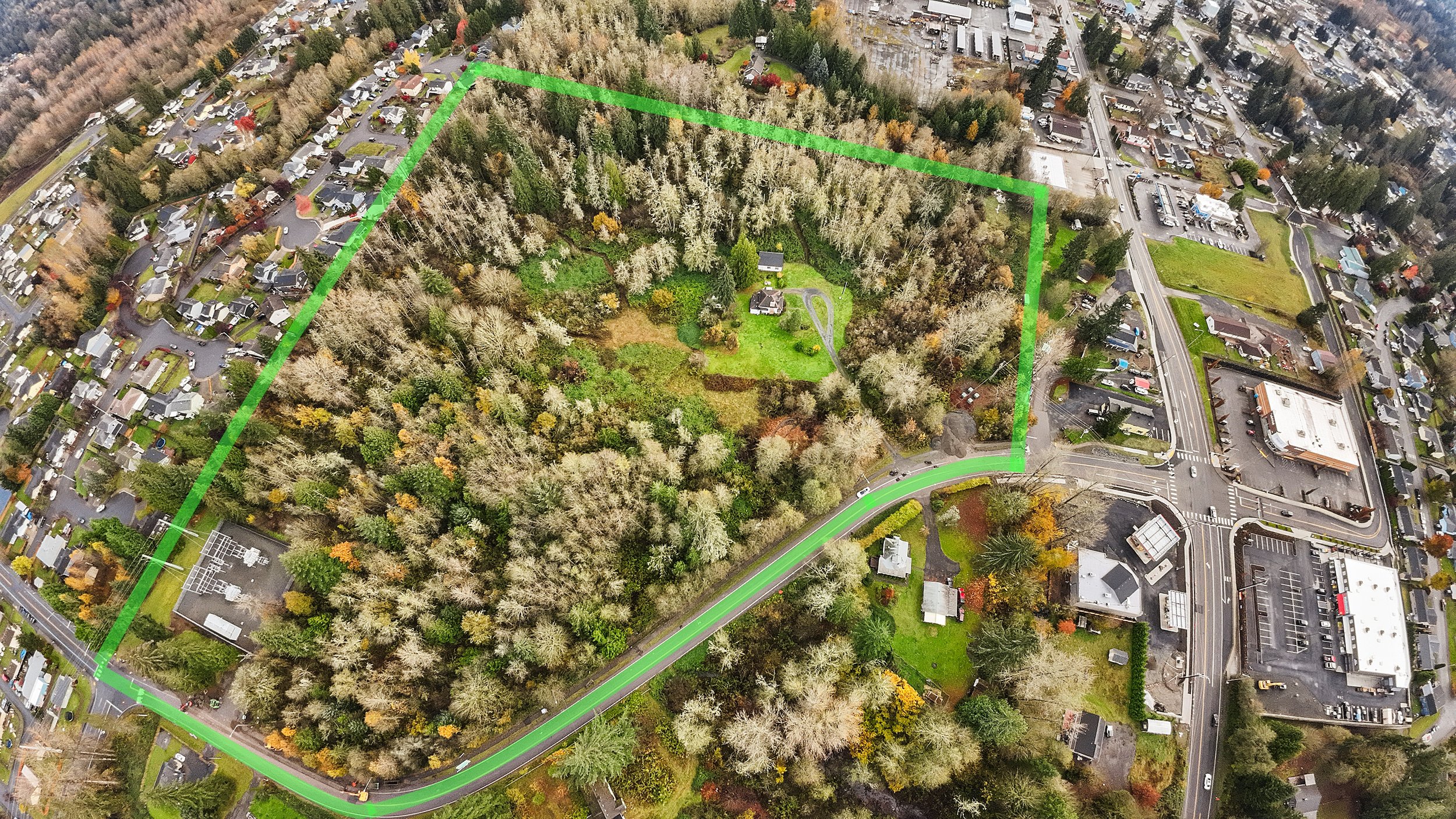 Plot of land with lines to mark property lines