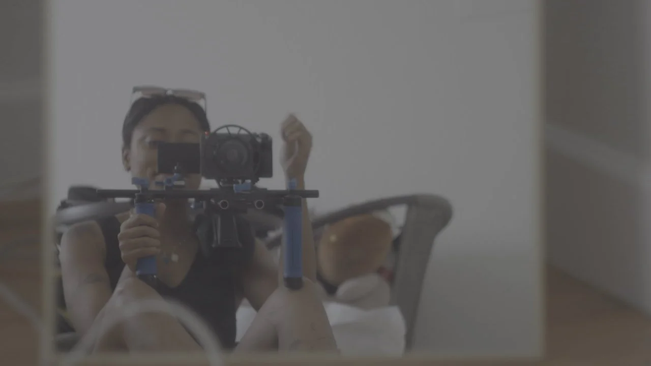 producer taking a mirror picture with a sonyfx30