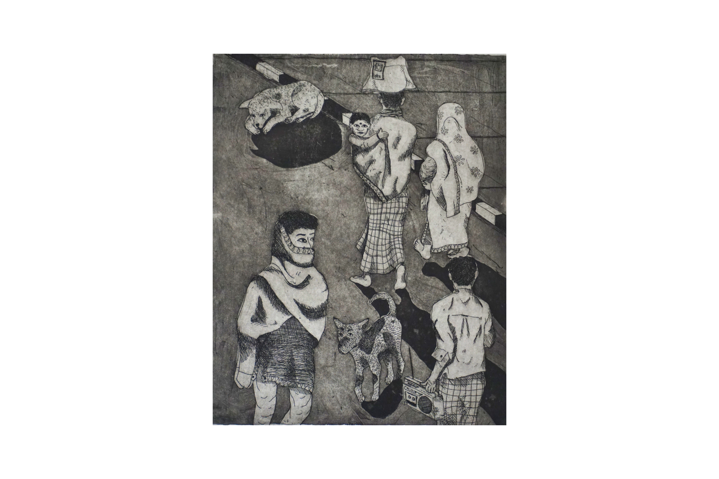 সকালের আলো (morning light), 2021, Intaglio Etching