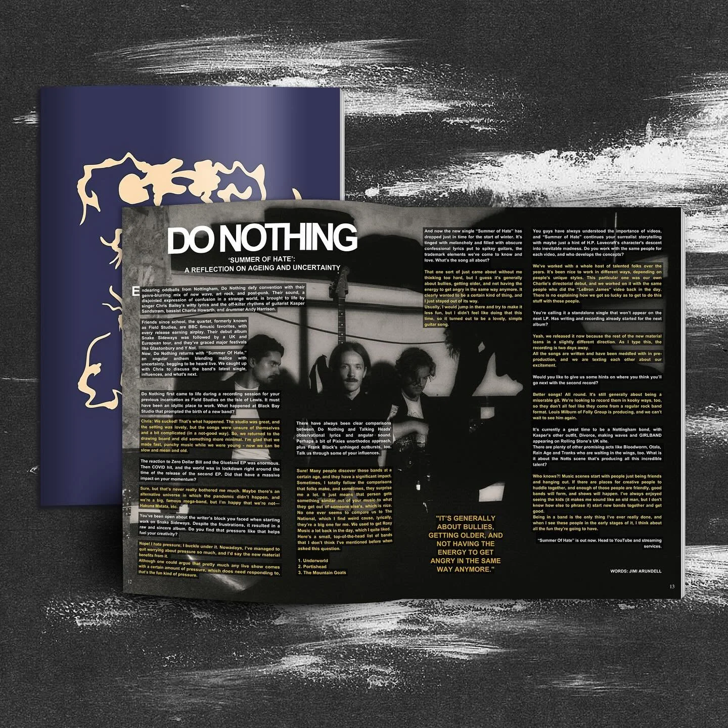 Summer Of Hate: A Reflection On Ageing And Uncertainty. 

@thebanddonothing are back with &ldquo;Summer of Hate,&rdquo; - A sharp melancholic track that pairs spikey guitars with lyrics full of malice for bullies, reflections on growing older, and th