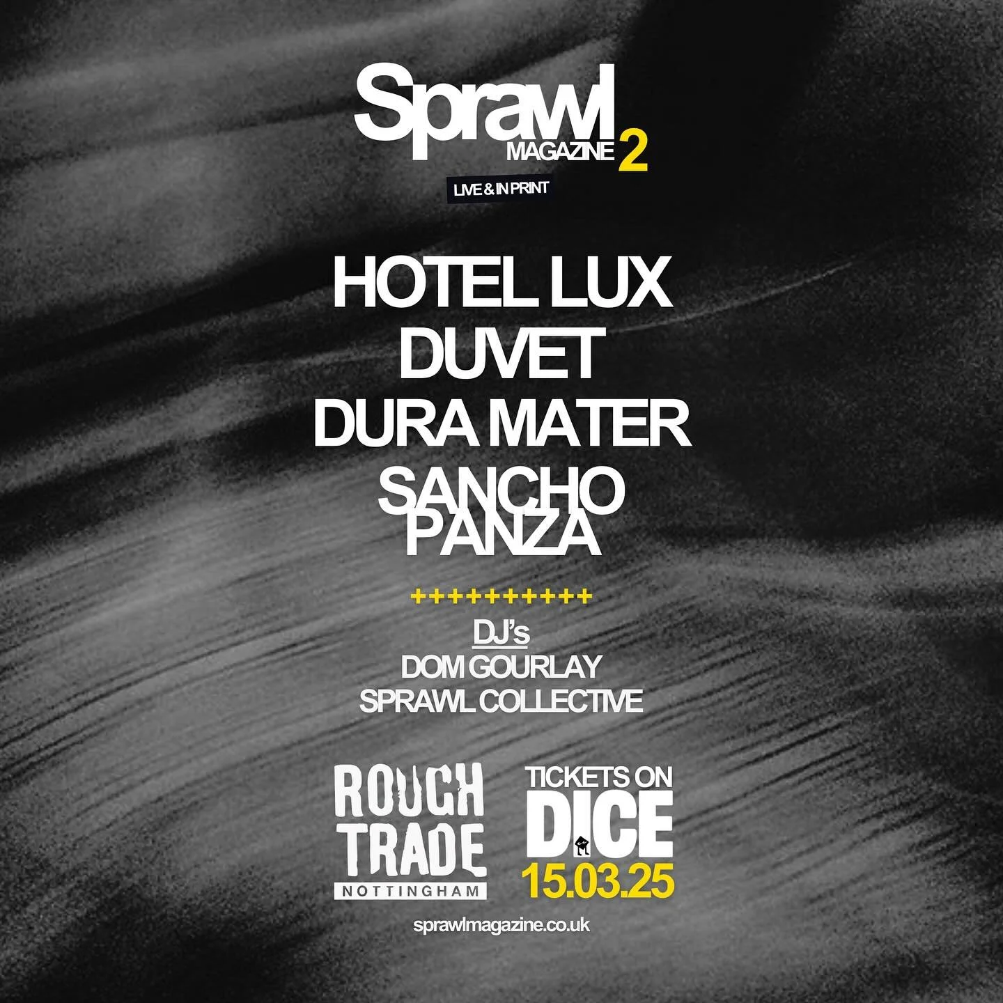 Sprawl Magazine Presents: Live &amp; In-Print 2 @roughtradenottm

HOTEL LUX
@hotelluxband

Hotel Lux have found their own sound with their debut album Hands Across The Creek, blending classic and eclectic influences. With an album 2 on the cards for 