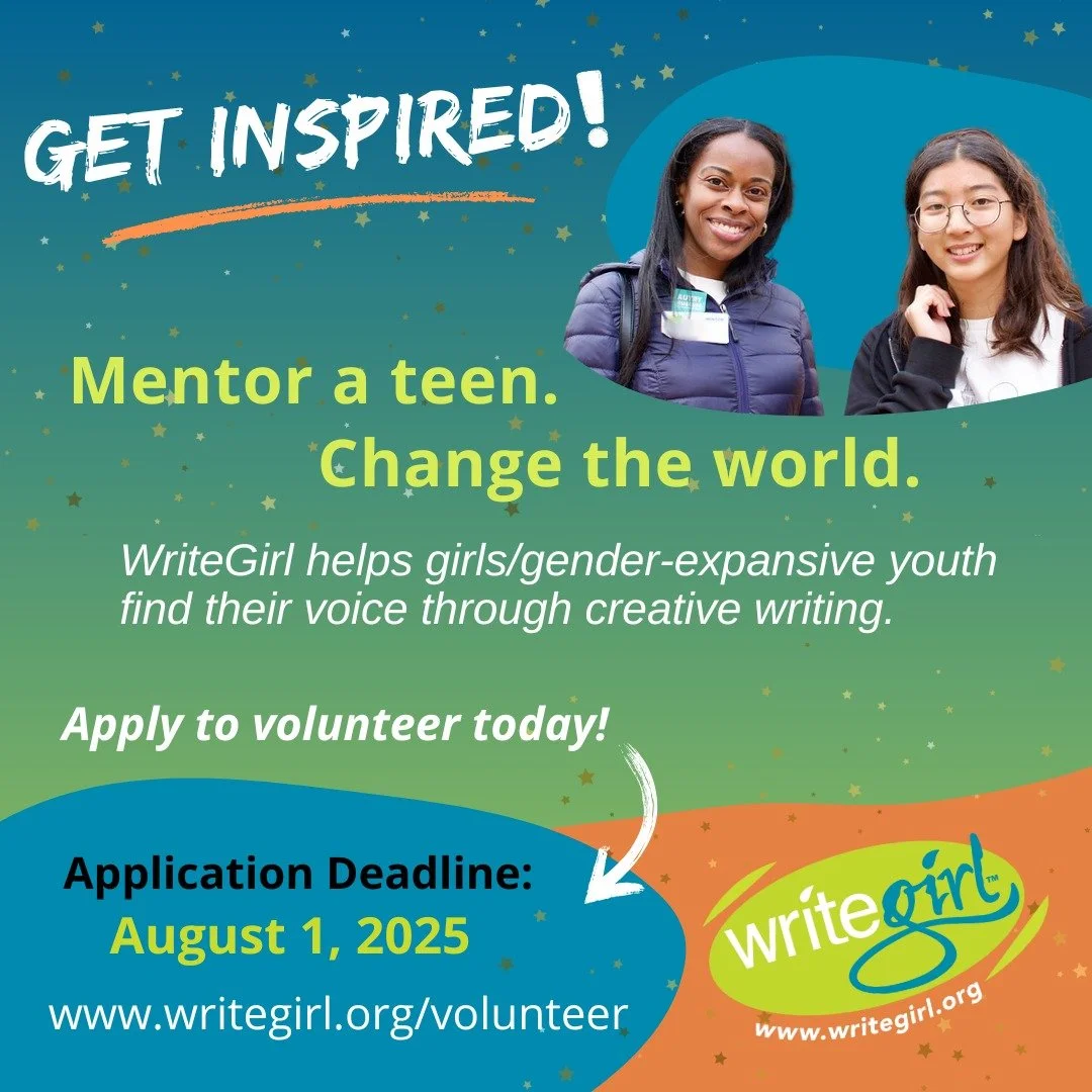 WriteGirl is seeking volunteers! We're in need of writing mentors who can work with our teens online or in-person. Help a teen discover the power of their creative voice! Apply online by Aug. 1st at https://www.writegirl.org/volunteer #InspireATeen #