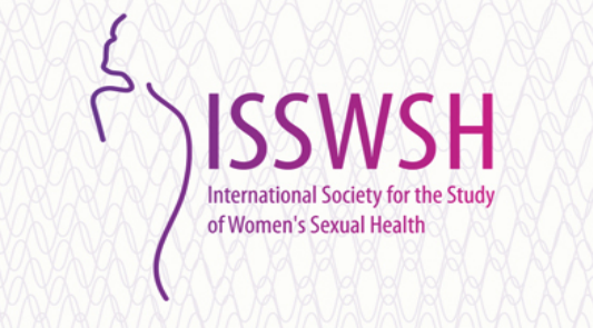 Logo for the International Society for the Study of Women's Sexual Health with a stylized female silhouette and purple text.