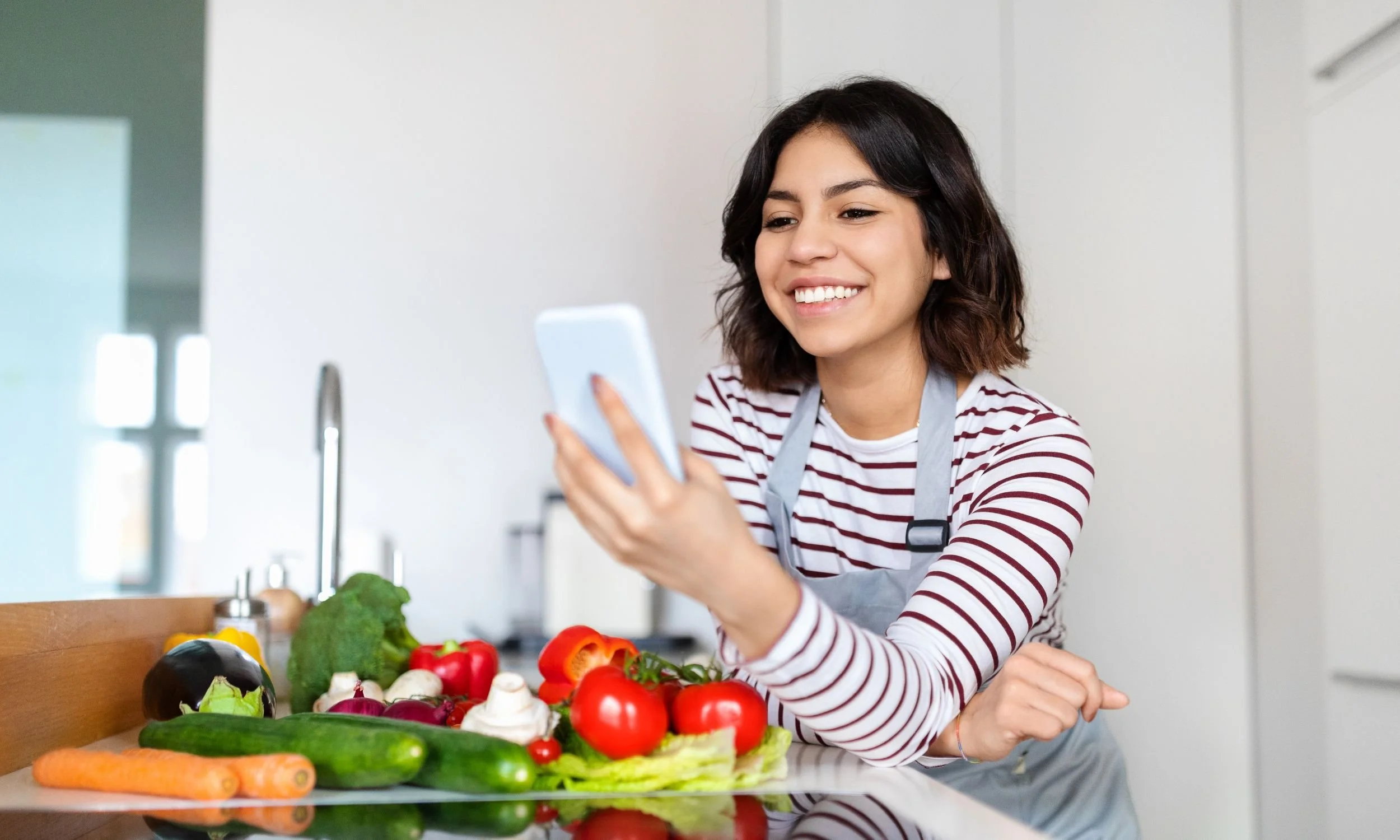 woman following health coach digital instructions