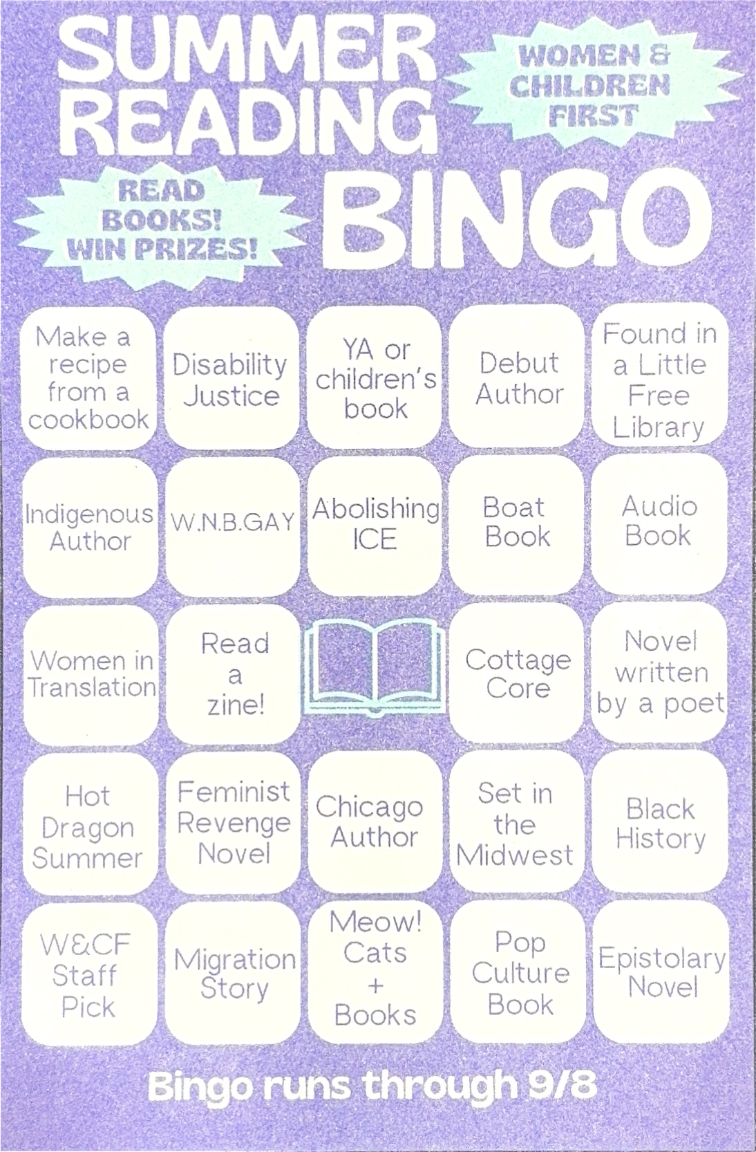 Summer Reading Bingo card design 