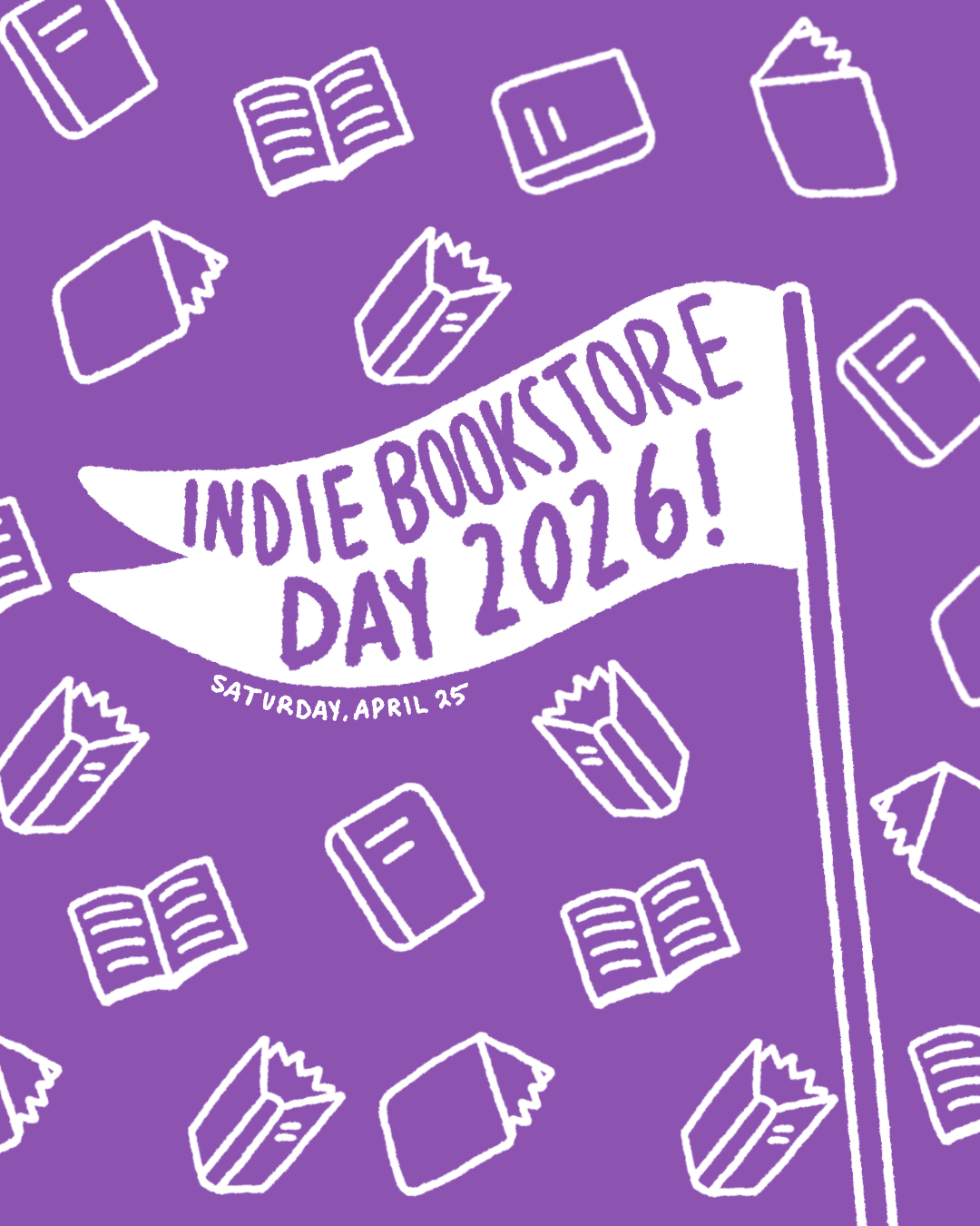 Custom illustration for Indie Bookstore Day 2026 promotions