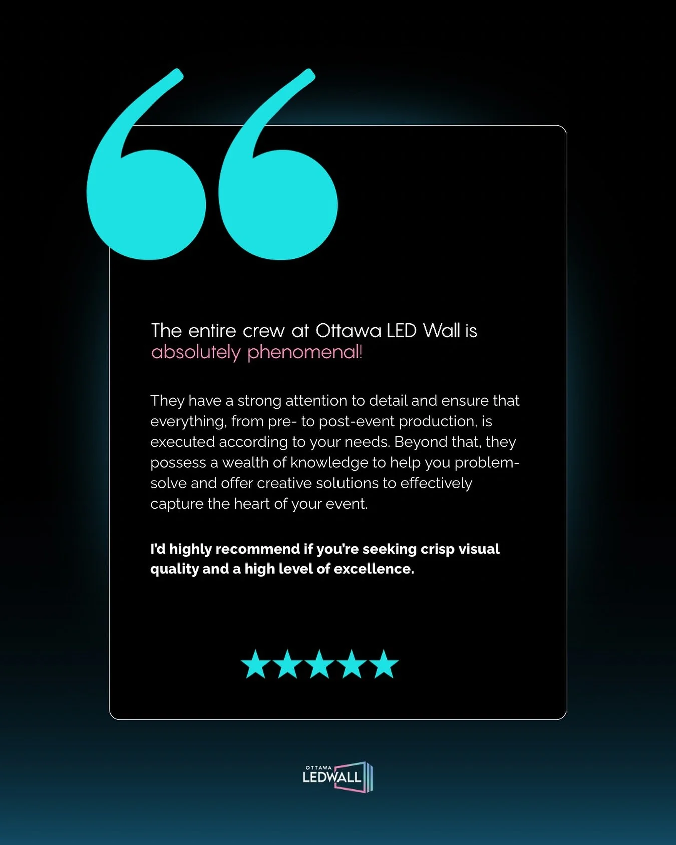 Feedback like this reminds us why we do what we do 🙌. At Ottawa LED Wall, we go beyond screens&mdash;we bring excellence, creativity, and support to every event.

#Summer #LEDRental #EventProduction #EventTechnology #EventProfs #EventPlanning #Event