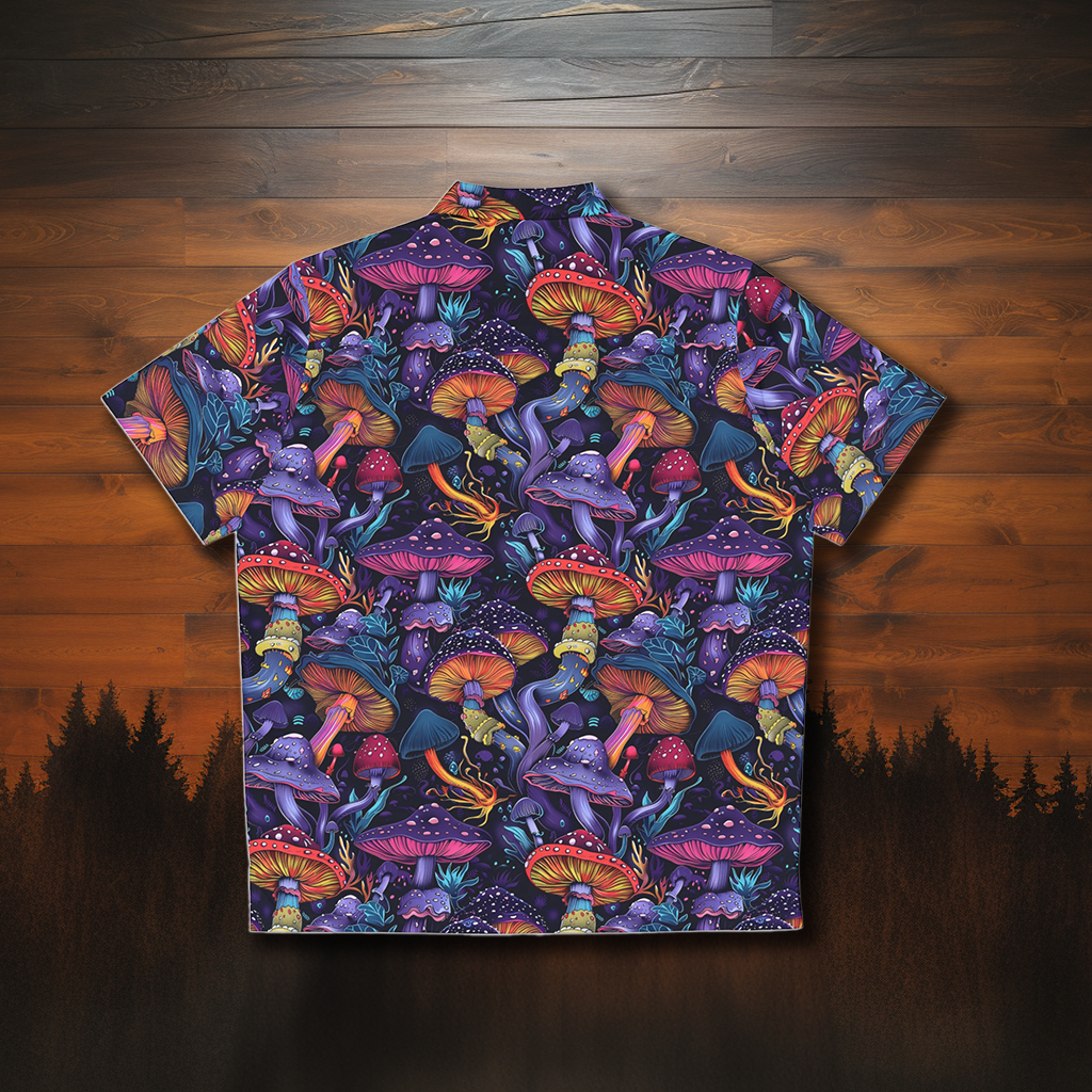 Dark Spooky Psychedelic Mushroom Hawaiian Shirt — Undead Flamingo