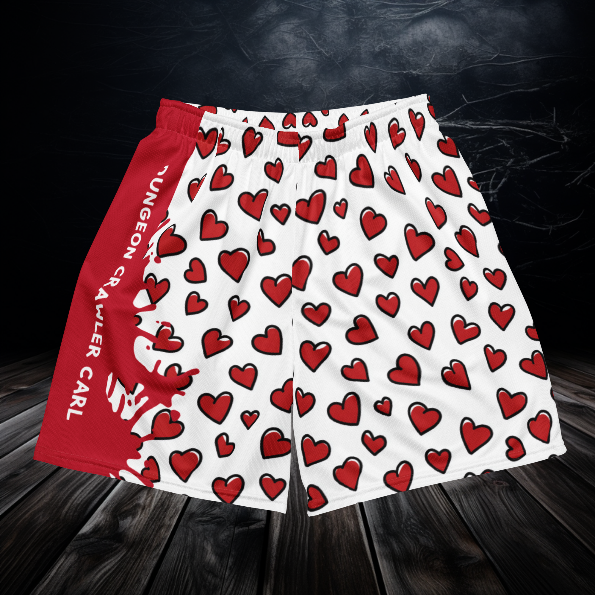 Dungeon Crawler Carl Heart Boxers Basketball Mesh Shorts