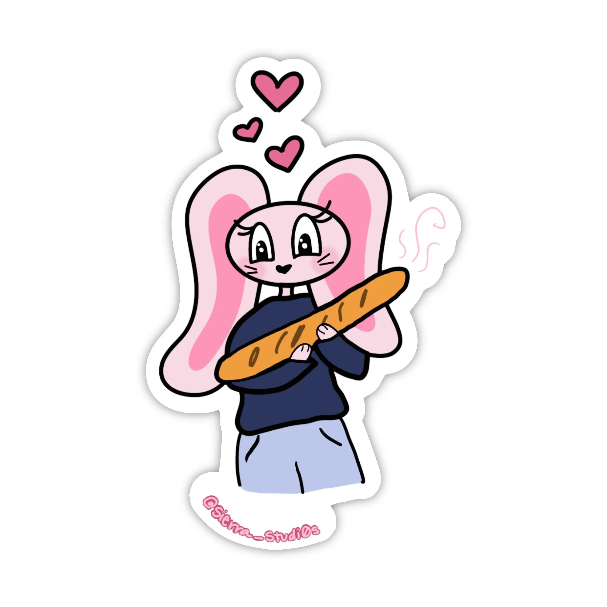 Bunny with Baguette Vinyl Sticker