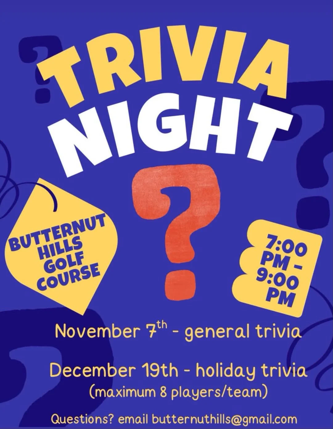 Trivia Night - Butternut Hills Golf Course
