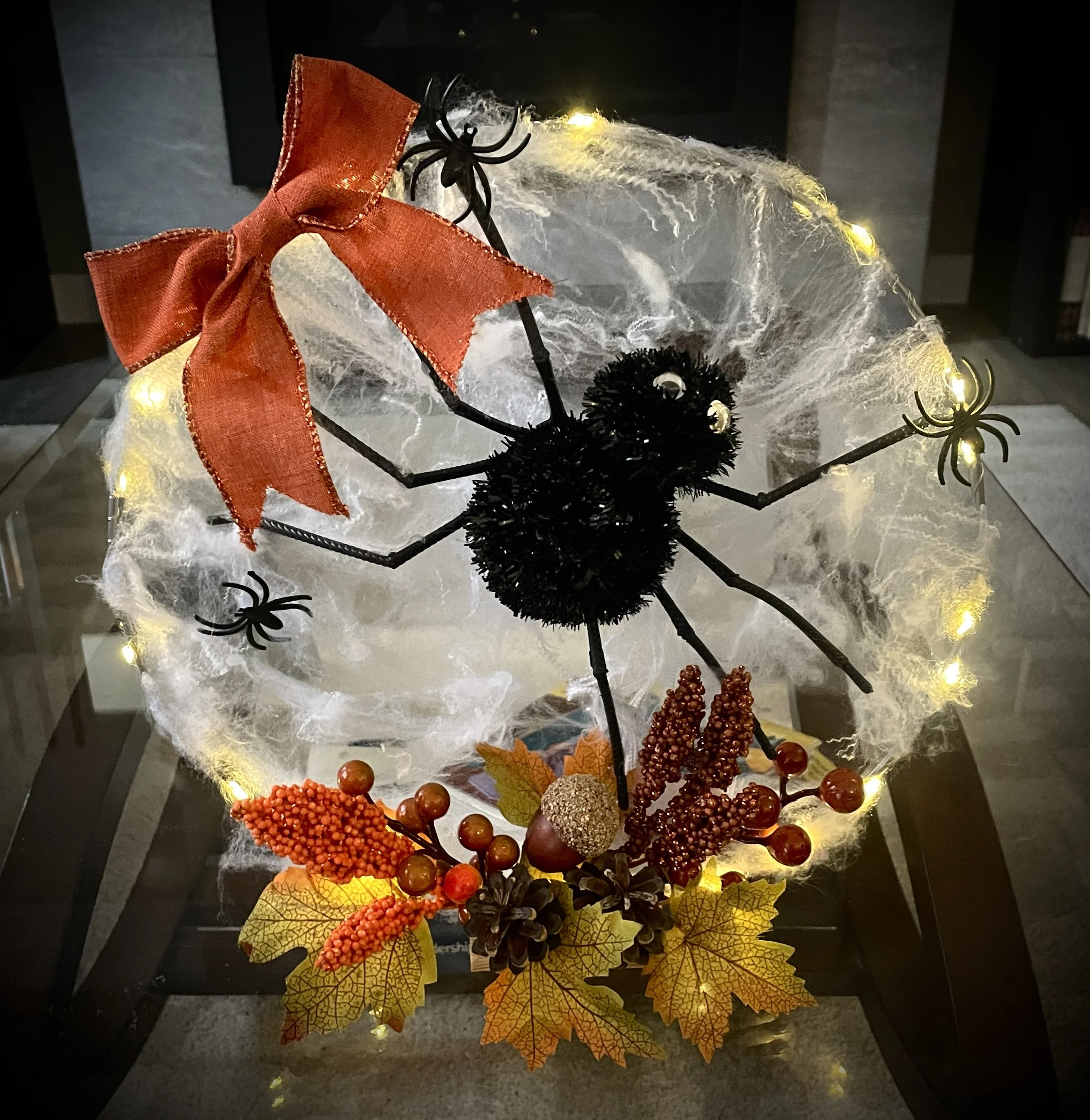 Pre-lit spider web centerpiece