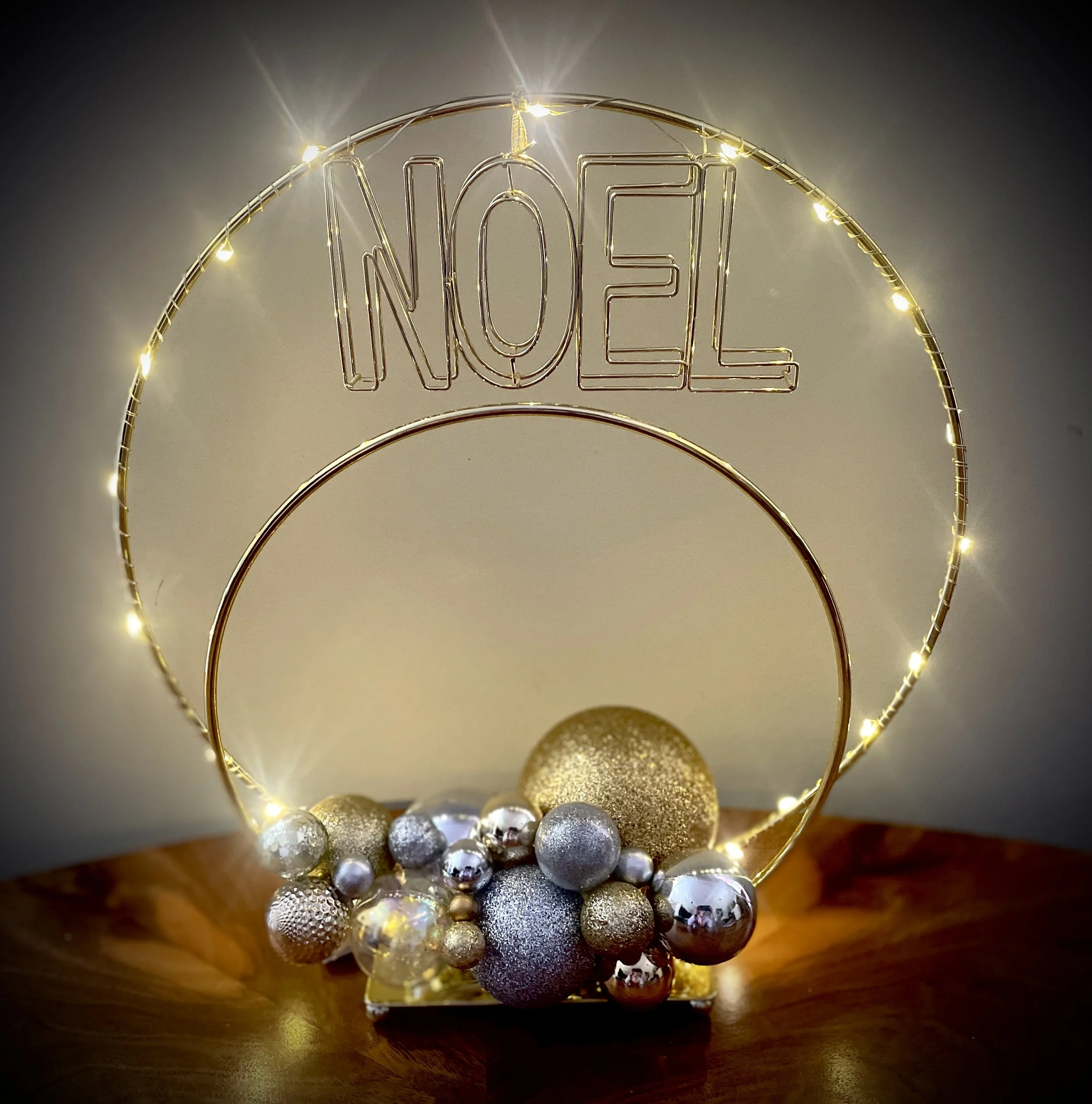 Gold and Silver Noel Centerpiece