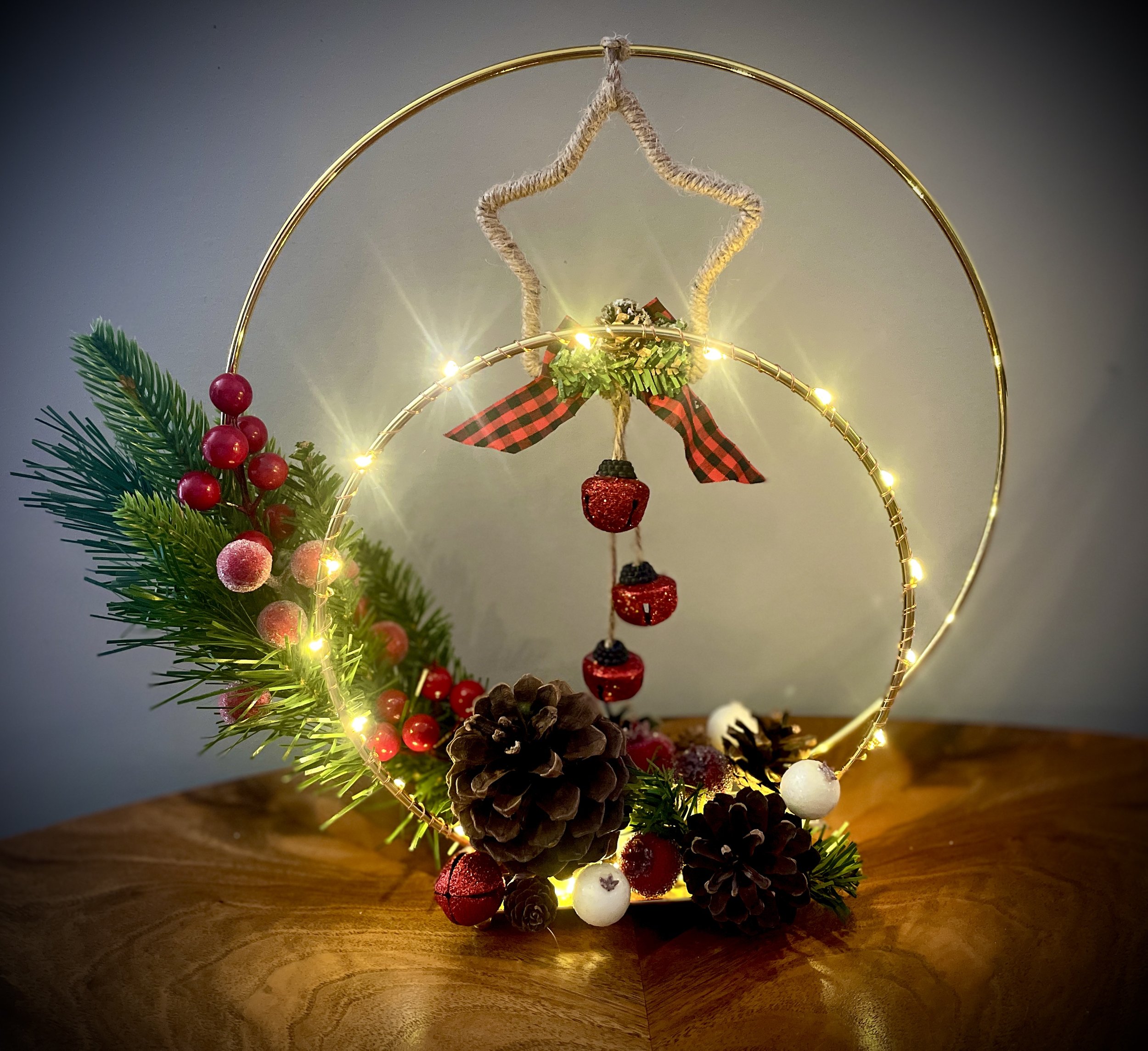 Ringing in Christmas Double Hoop Centerpiece