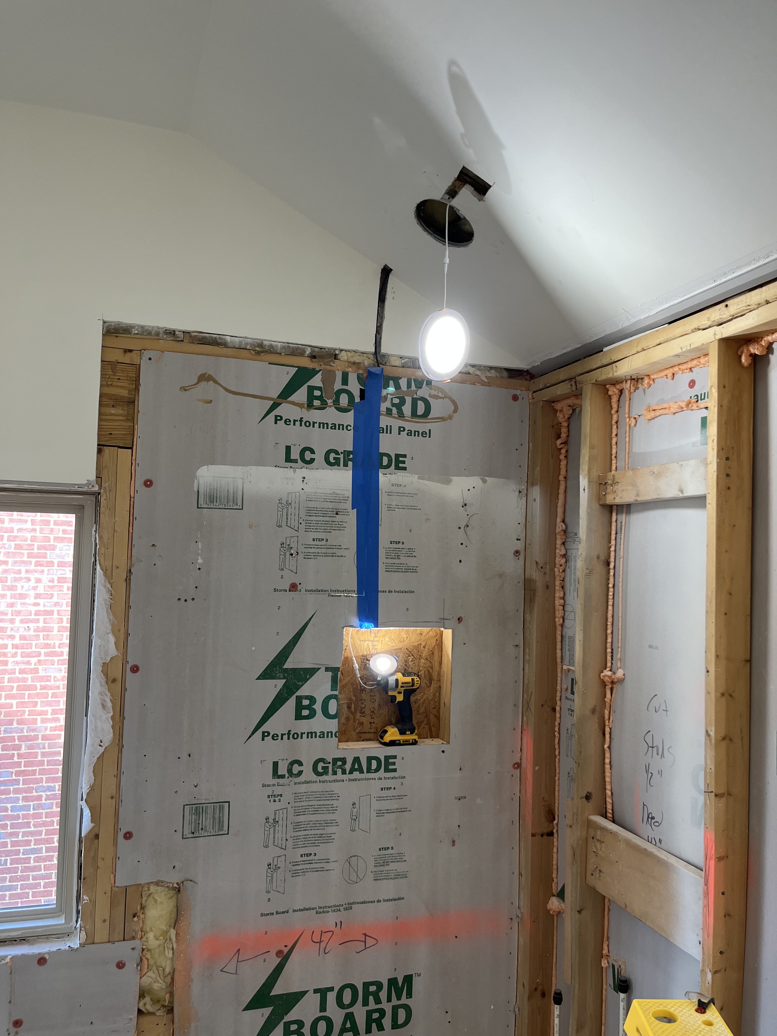 Master bathroom nniche with light installed
