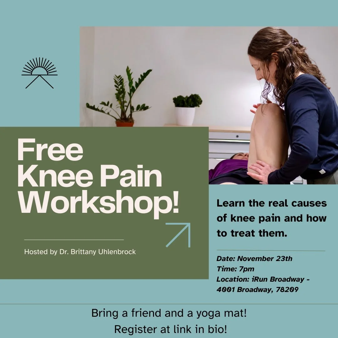 Run Without Knee Pain: Free Workshop for Runners

Join Dr. Brittany and Dr. Will from Olmos Park Physio for a free, hands-on workshop designed specifically for runners.

We&rsquo;ll break down the most common causes of knee pain with running &mdash; 