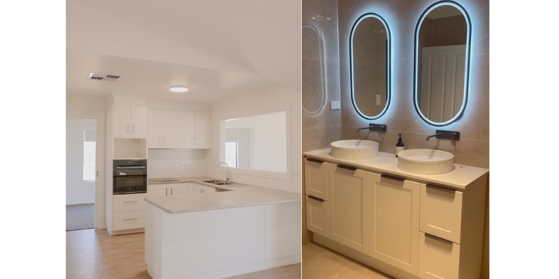A newly renovated kitchen and Bathroom