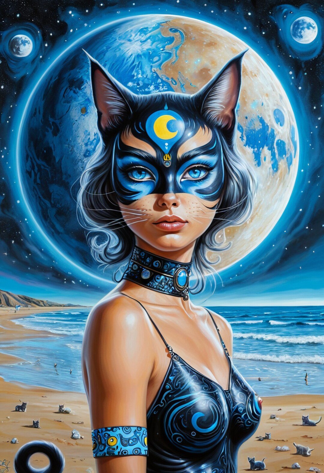 COSMIC CAT LADIES COLLECTION - HIGH QUALITY CANVAS PRINT WALL ART From $47 to $7500