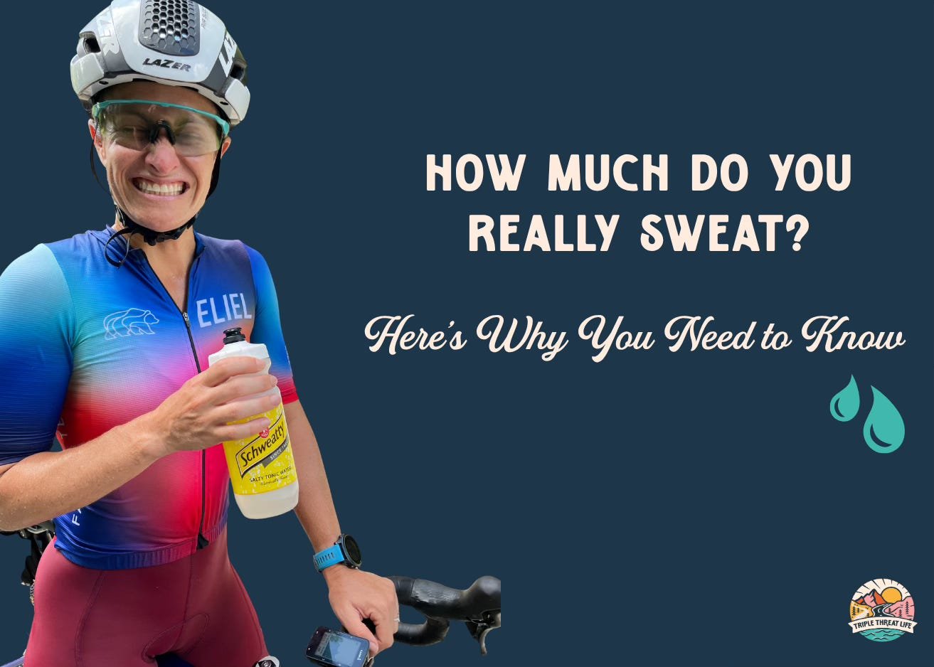 Cyclist holding a bottle of electrolytes