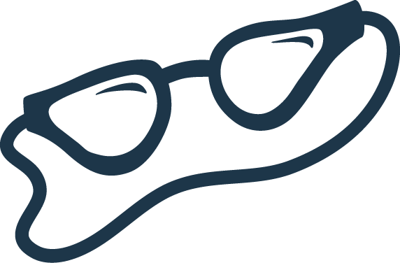 Outline illustration of swim goggles.