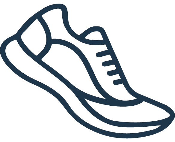 Outline drawing of a running shoe.