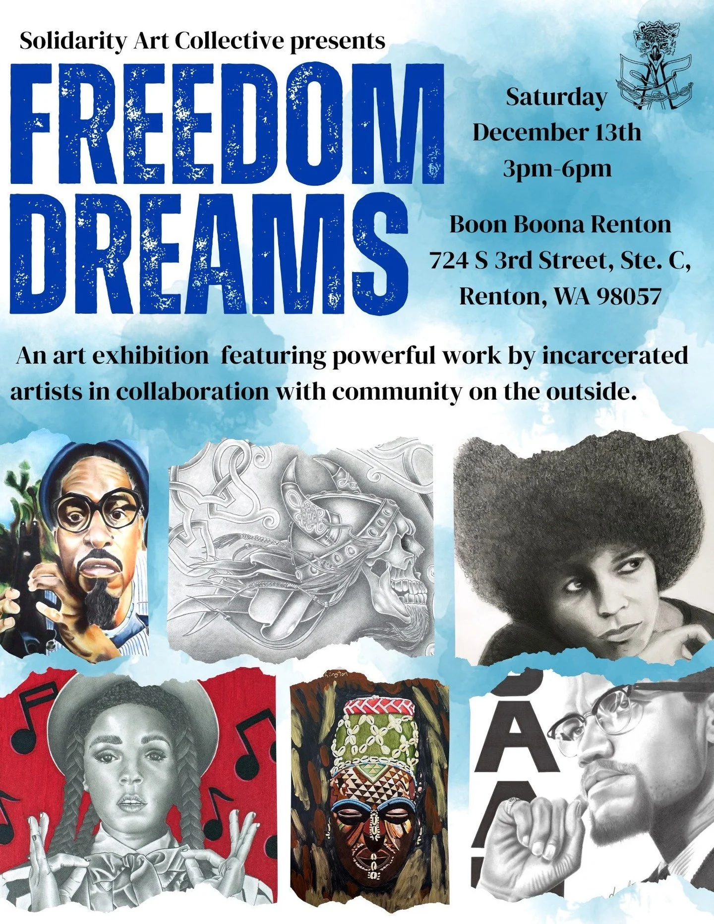 Join us for the second of our three December events - our Freedom Dreams art exhibition held at @boonboonacoffee in Renton! Come view powerful work by incarcerated artists in collaboration with community on the outside 🎨⛓️&zwj;💥✊🏽

🖼️ Saturday, D