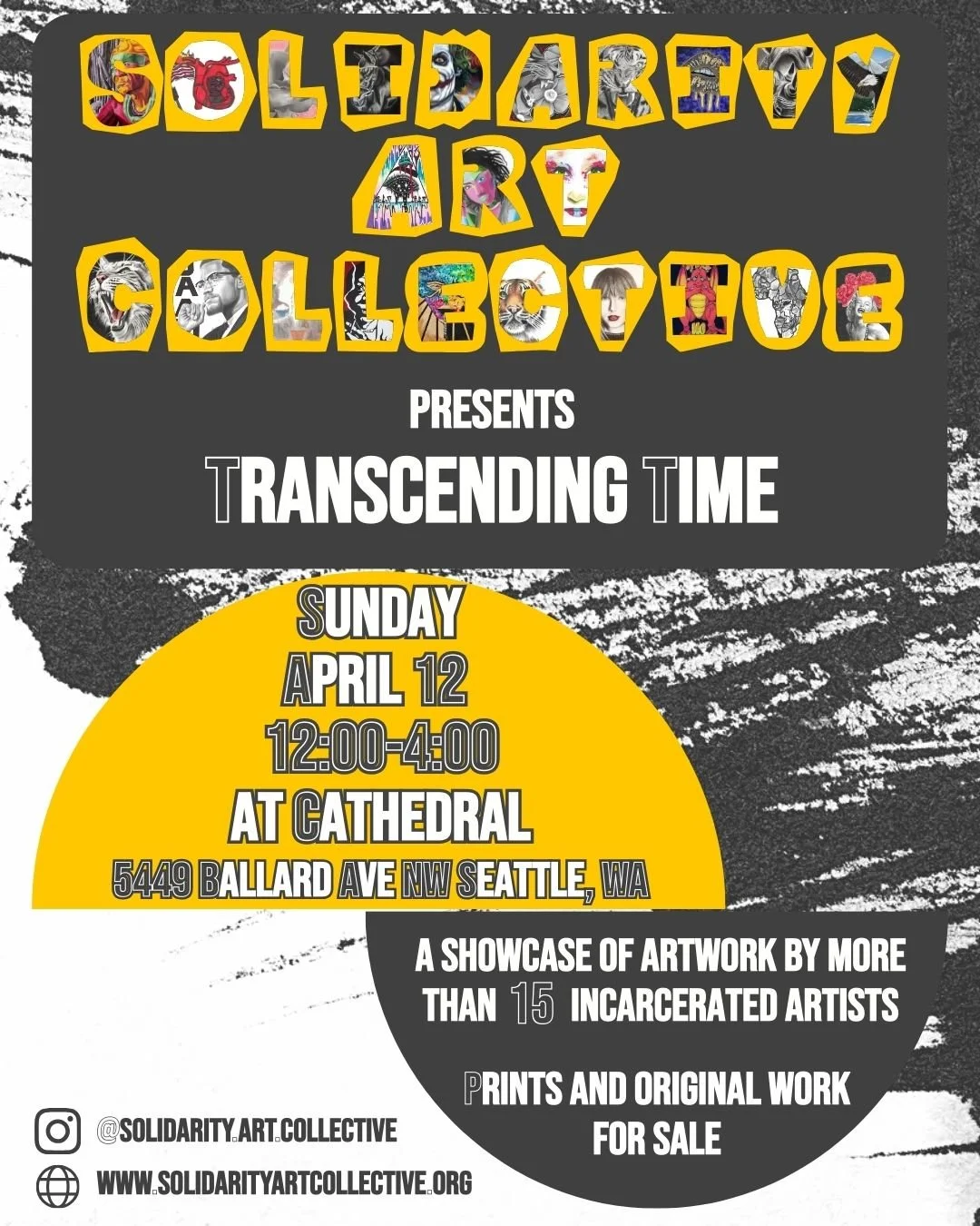 Solidarity Art Collective is excited to announce our next show, which will take place in Seattle in just about a month! Thank you to @seattlecathedral for hosting us. "Transcending Time" will feature artwork by more than 15 incarcerated art