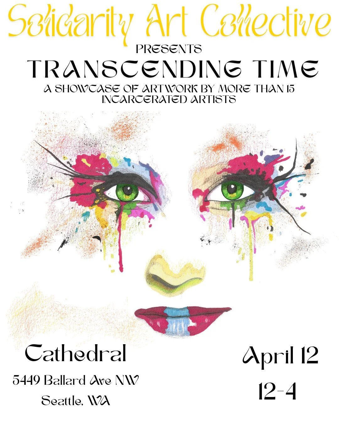 Reminder that in just a couple weeks, Solidarity Art Collective will be debuting our new exhibit, "Transcending Time", at @seattlecathedral in Ballard! This showcase by more than 15 incarcerated artists in Washington will also include an ar
