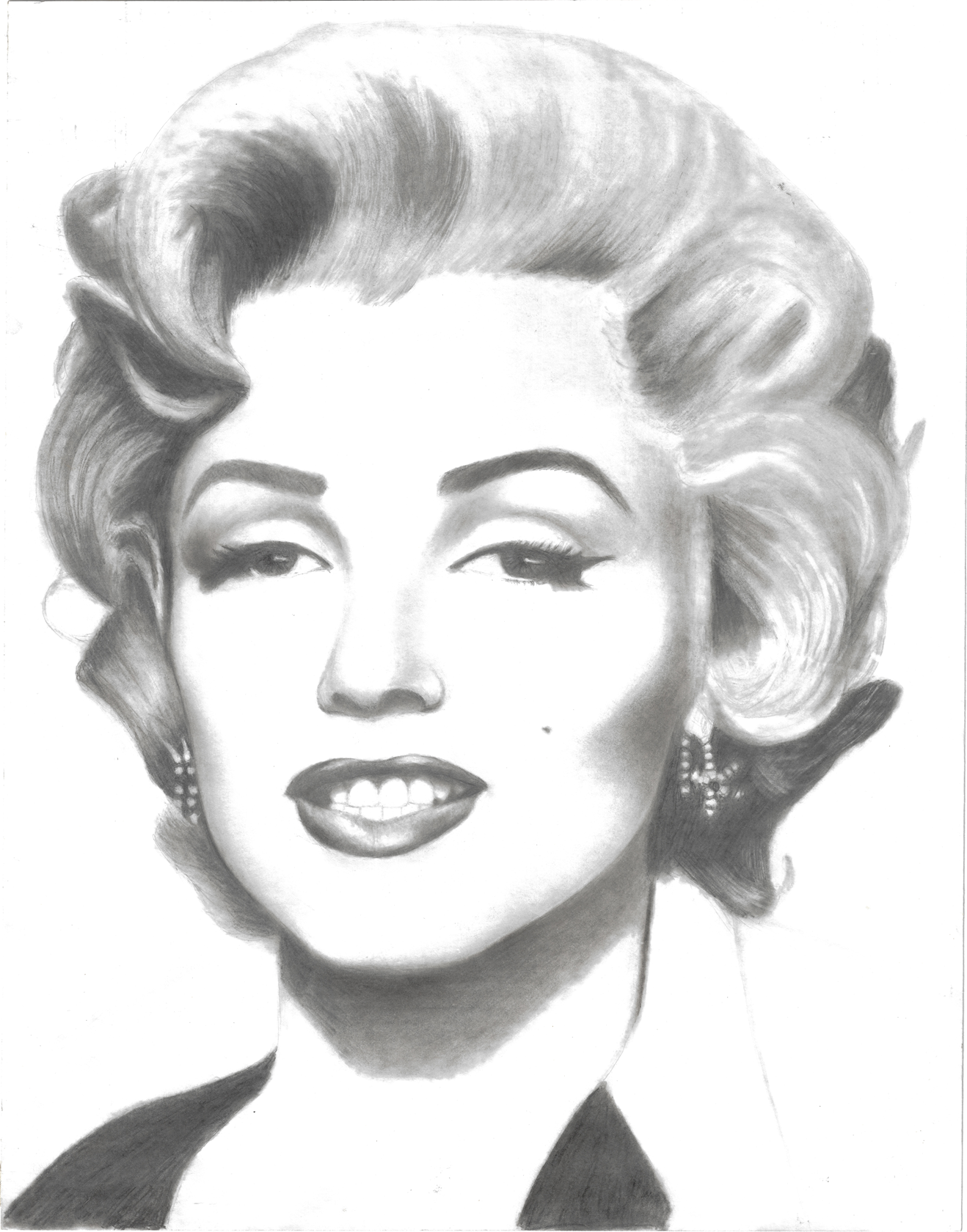 Black and white portrait of Marilyn Monroe