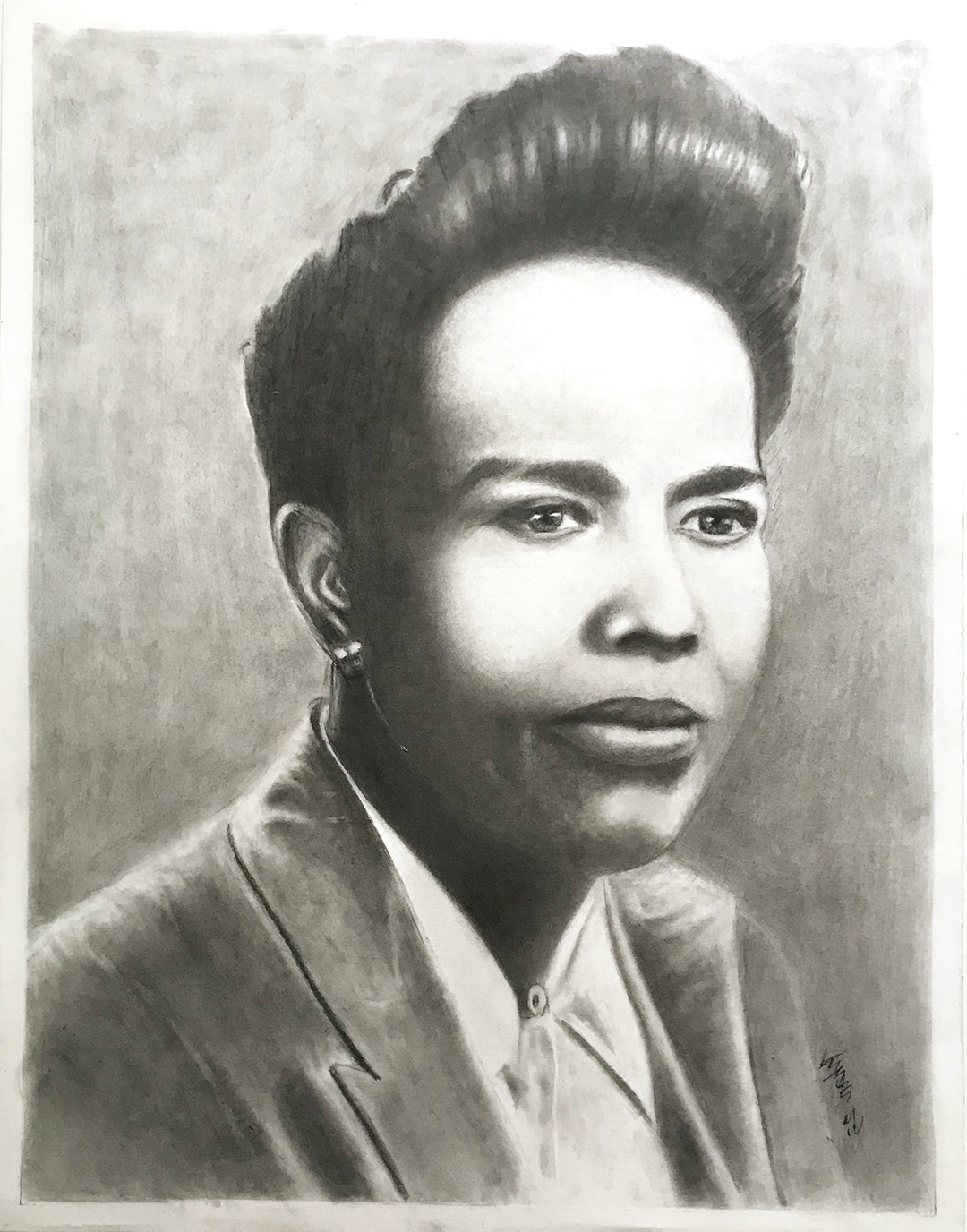 Black and white portrait of Ella Baker