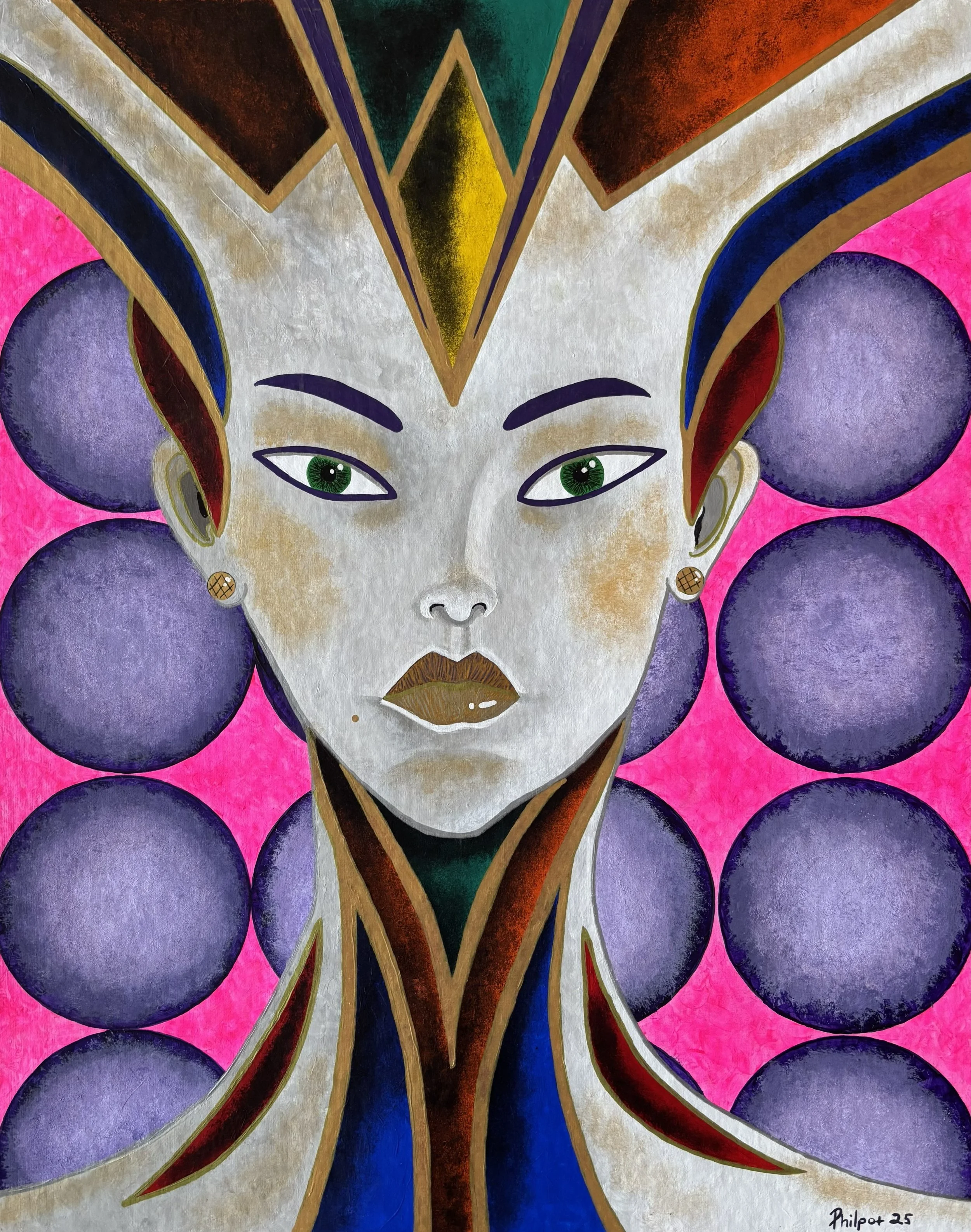 "Modern Mona", abstract portrait of a alien-like person