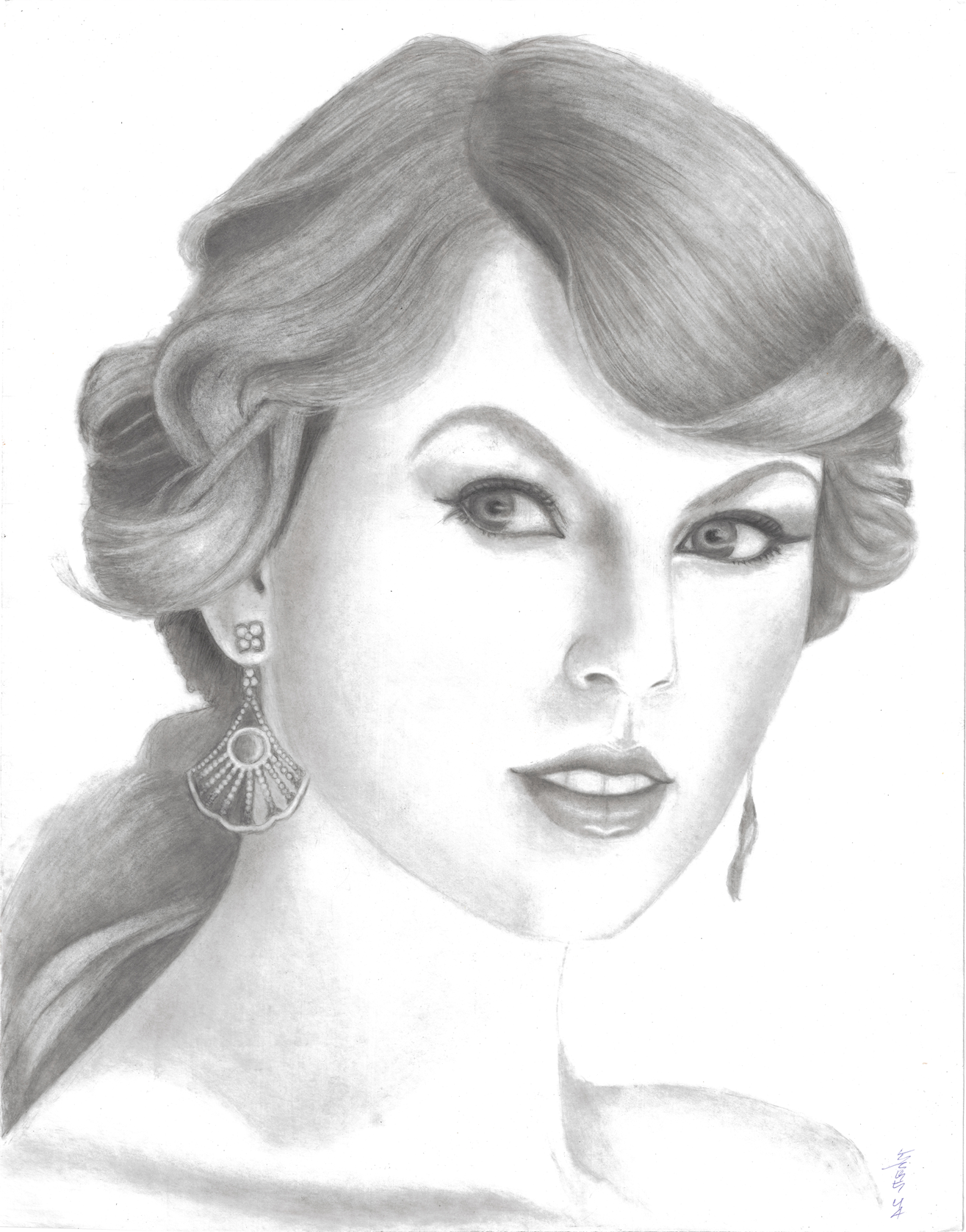 Black and white portrait of Taylor Swift