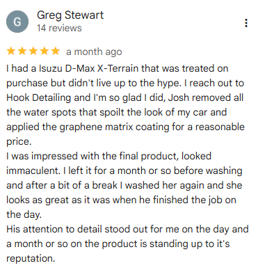 5 star review depicting coating longevity