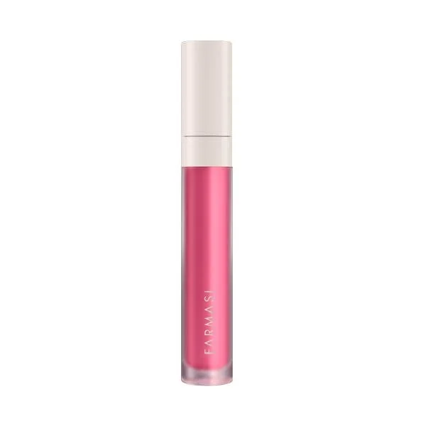 Pink lip gloss tube with white cap