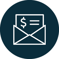 icon with dollar symbol on envelope