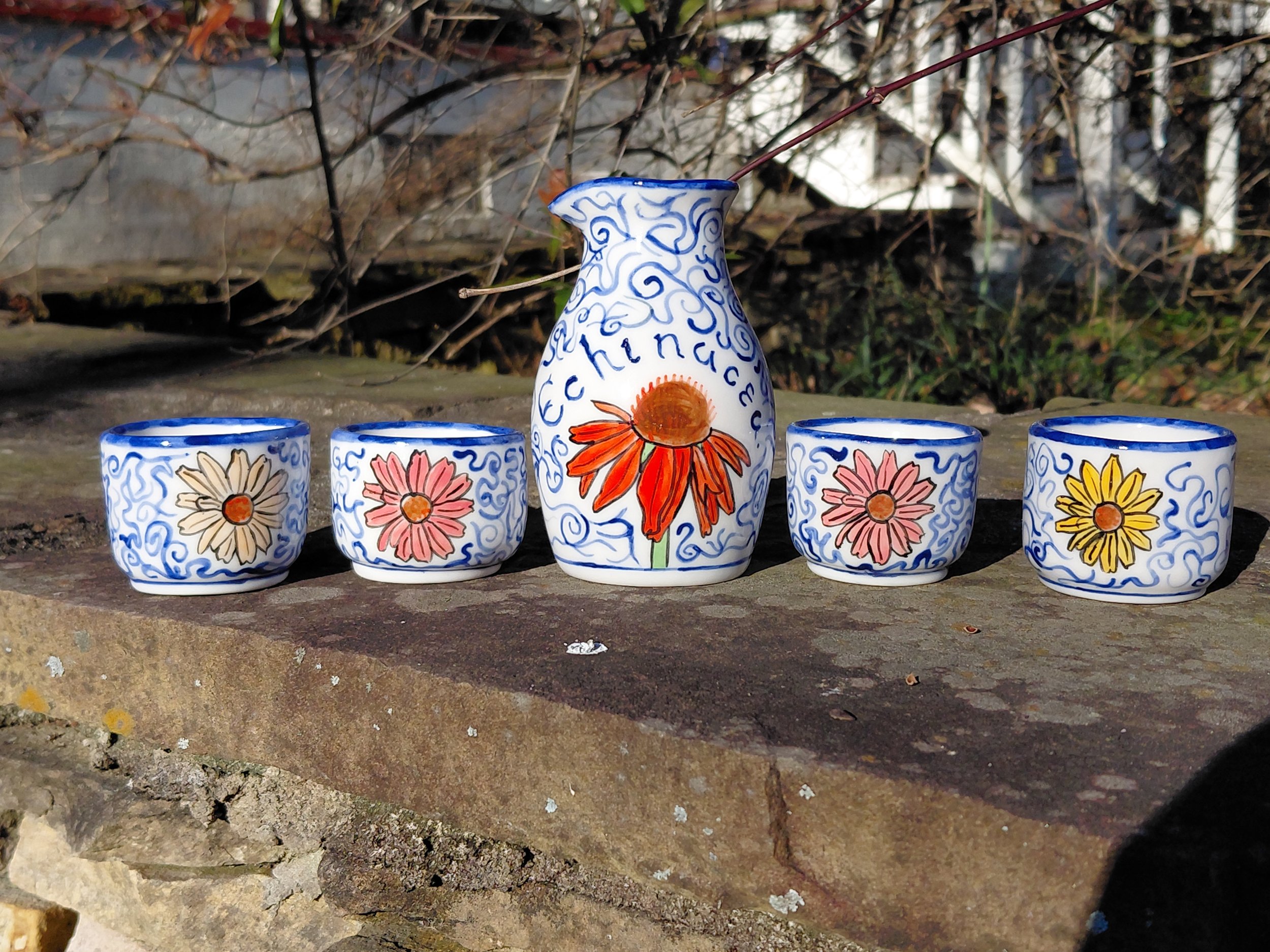 Coneflower Sake Set