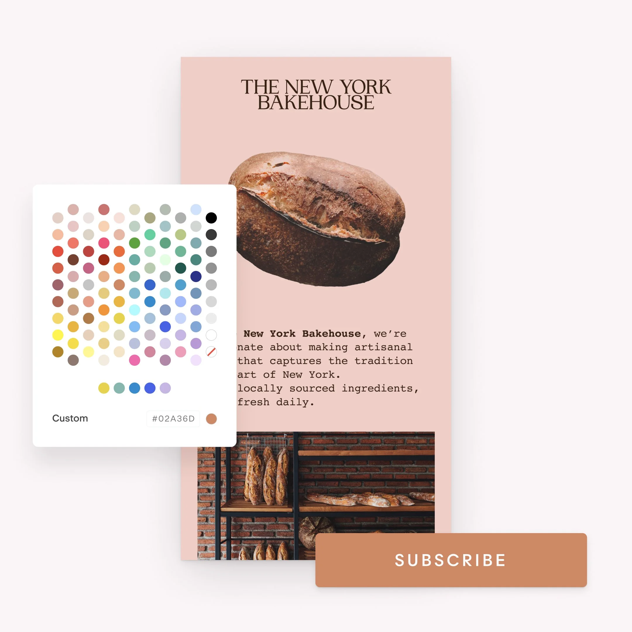 A Look inside a Flodesk email with customizable colors