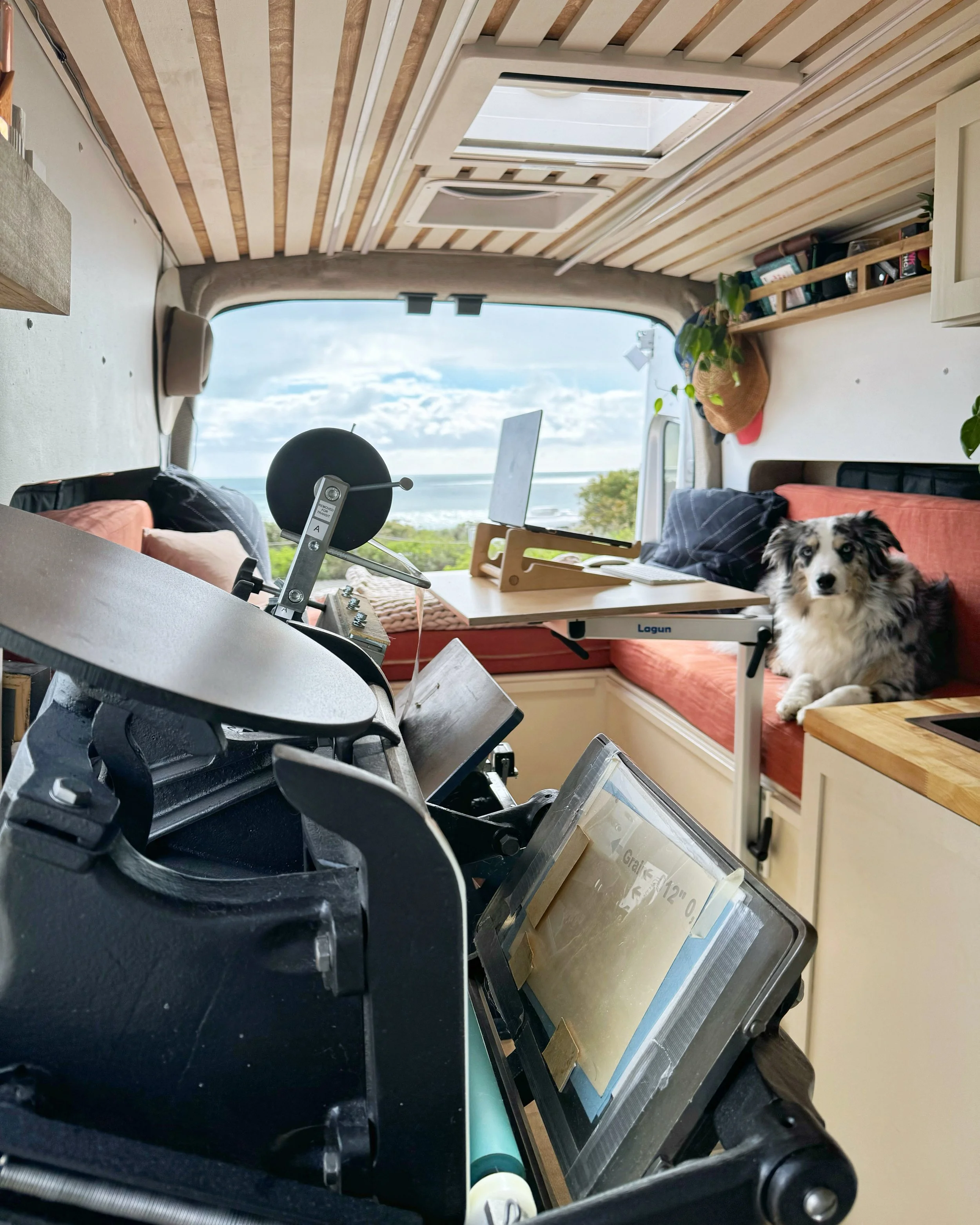 Letterpress studio inside a mobile van