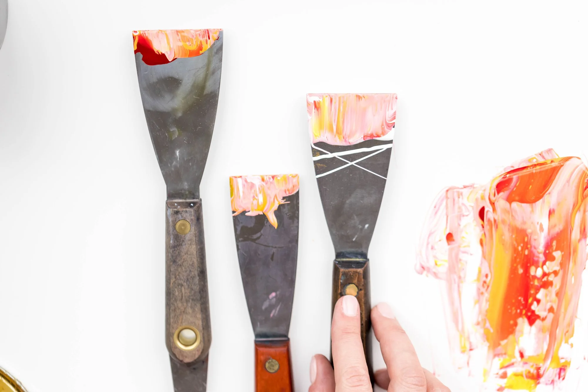 Letterpress print shop with inky knives