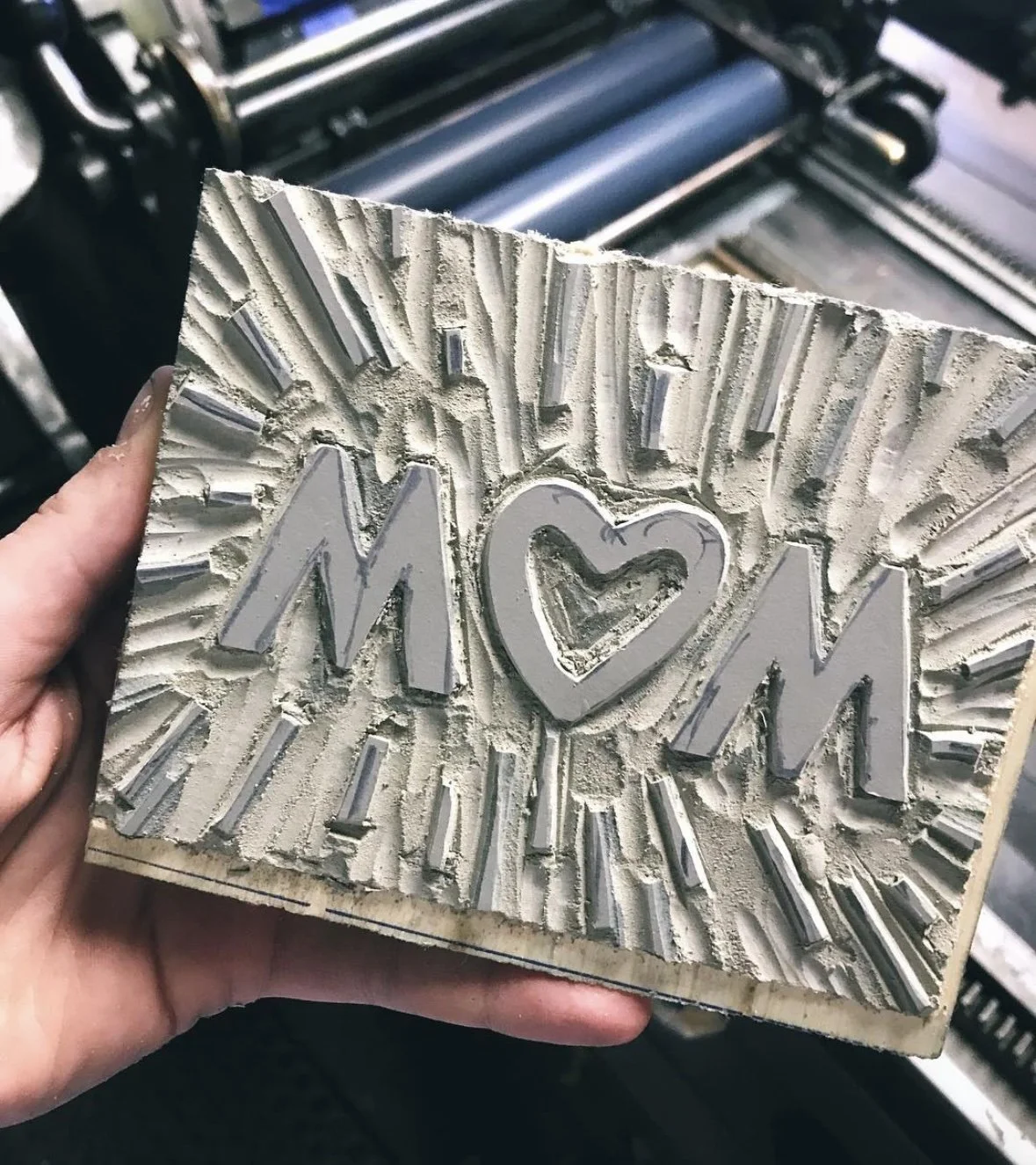 custom linoleum cut wood block for letterpress