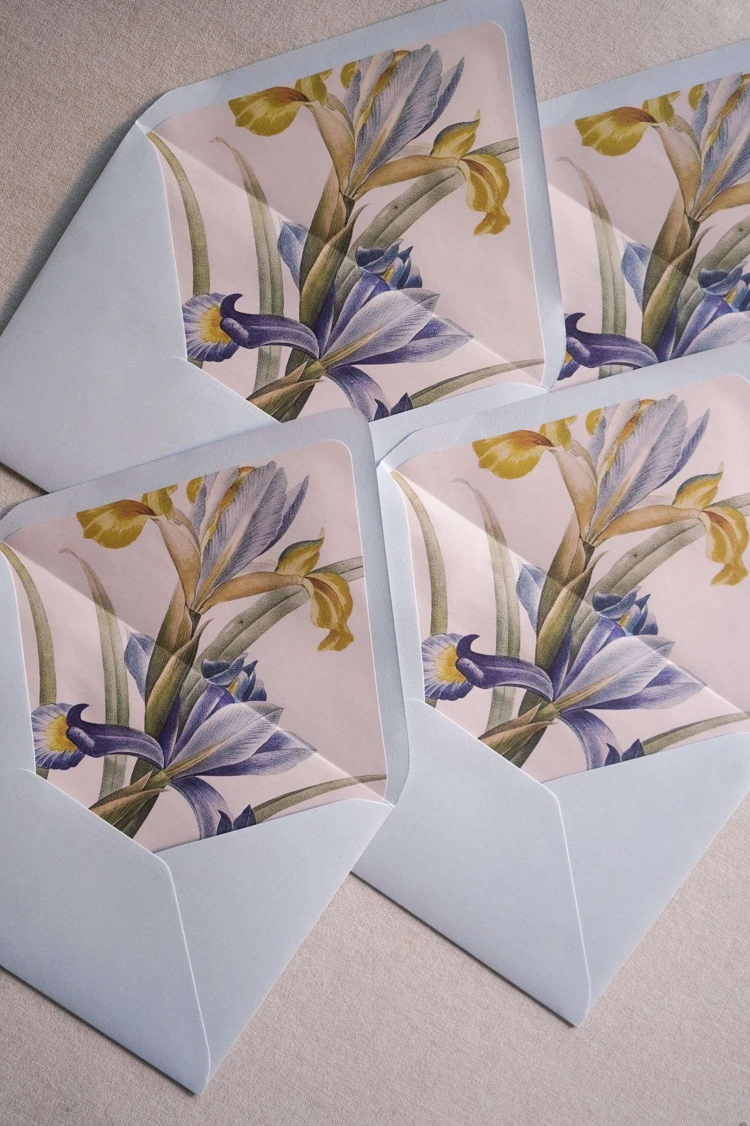 wedding envelope liners with vintage floral iris