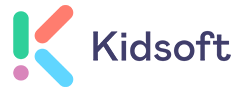 Kidsoft logo with colorful K icon and text
