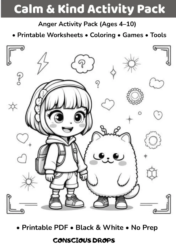 Calm & Kind: Anger Activity Pack (Ages 4–10) — Printable Worksheets (A4)