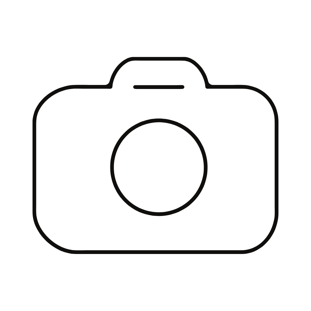 Empty camera icon on a black background.